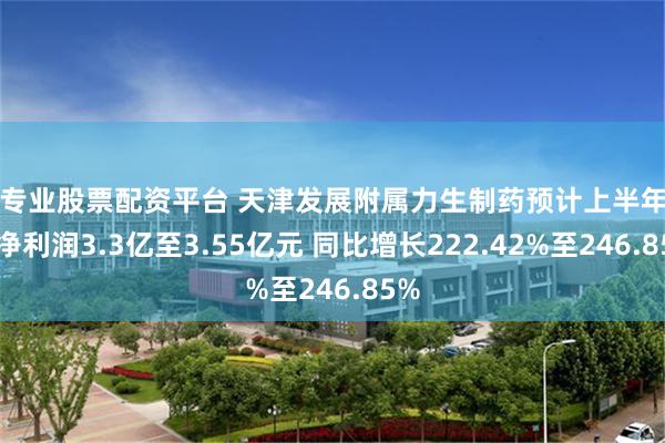最专业股票配资平台 天津发展附属力生制药预计上半年归母净利润3.3亿至3.55亿元 同比增长222.42%至246.85%