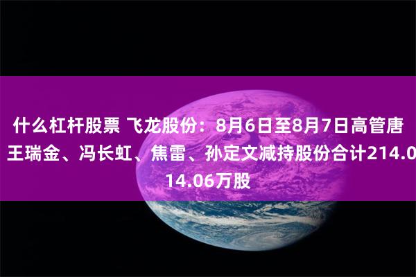 什么杠杆股票 飞龙股份：8月6日至8月7日高管唐国忠、王瑞金、冯长虹、焦雷、孙定文减持股份合计214.06万股