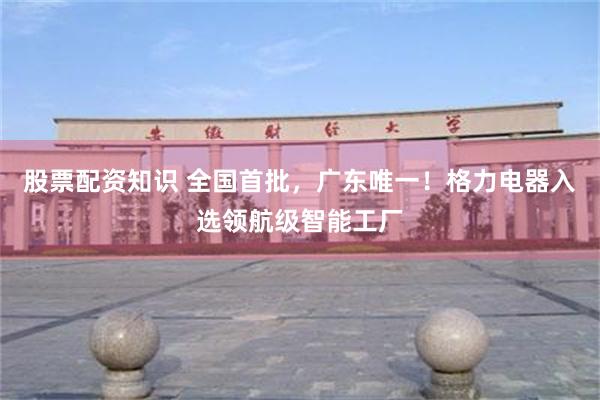 股票配资知识 全国首批，广东唯一！格力电器入选领航级智能工厂