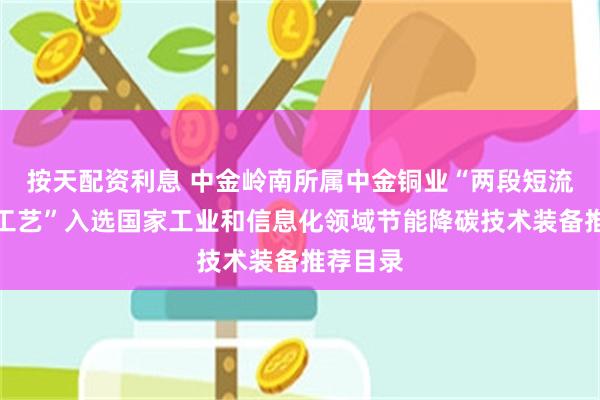 按天配资利息 中金岭南所属中金铜业“两段短流程炼铜工艺”入选国家工业和信息化领域节能降碳技术装备推荐目录