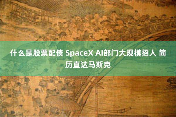 什么是股票配债 SpaceX AI部门大规模招人 简历直达马斯克