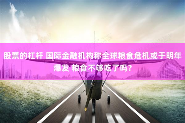 股票的杠杆 国际金融机构称全球粮食危机或于明年爆发 粮食不够吃了吗？