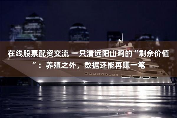 在线股票配资交流 一只清远阳山鸡的“剩余价值”：养殖之外，数据还能再赚一笔
